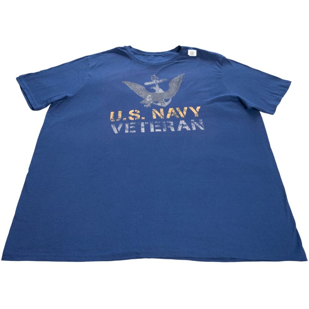 U.S. NAVY VETERAN T-Shirt Mens 3XLT Blue Cotton Short Sleeve Graphic Tee NWT